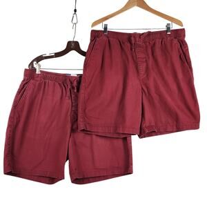 Old Navy Men's Bundle 2 Brick Red Elastic Waist Shorts XL Cotton Blend Stretch